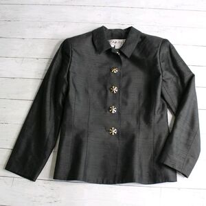 Carlisle Vintage Women's 100% Silk Jacket Blazer Size 0 Black Career Wear